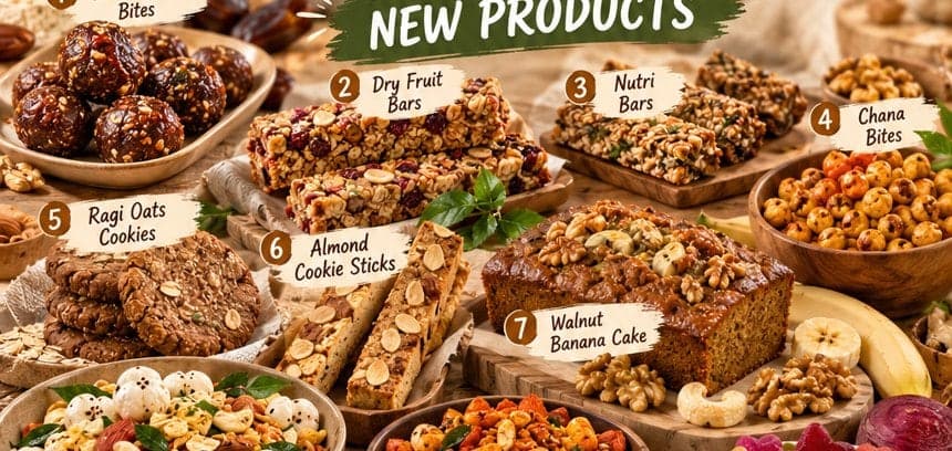The Noor’s Nutrition range: dates and nut bites, dry fruit bars, ragi oats cookies and walnut banana cake